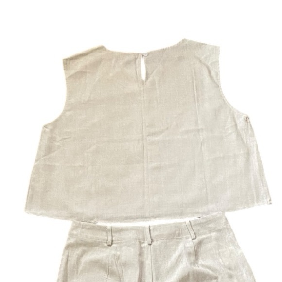 Commense Tan Linen Blends Casual Pants Set Women’s Size Large NEW Resortwear - Picture 9 of 14